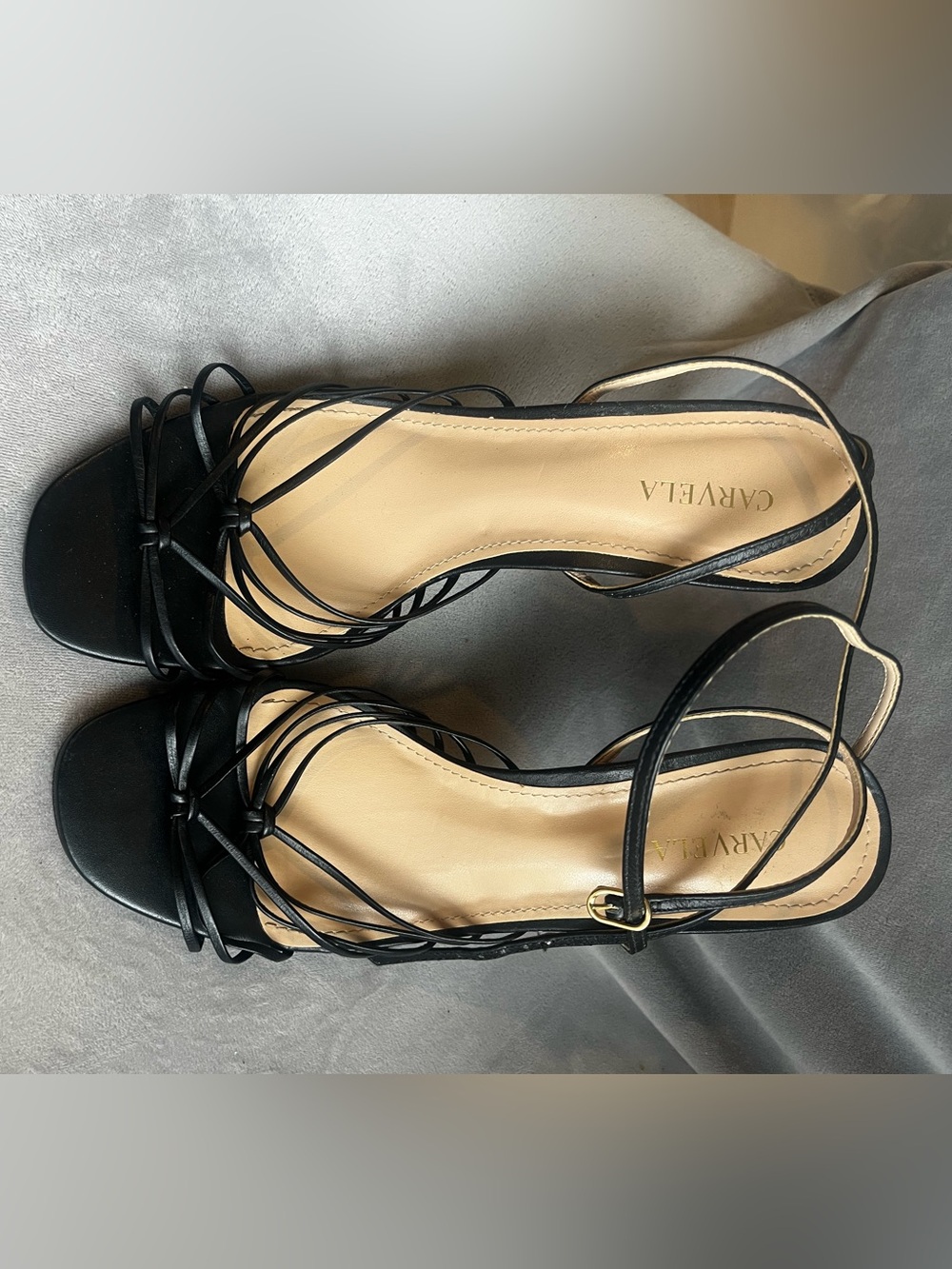 Carvela Black Strappy Heeled Sandals